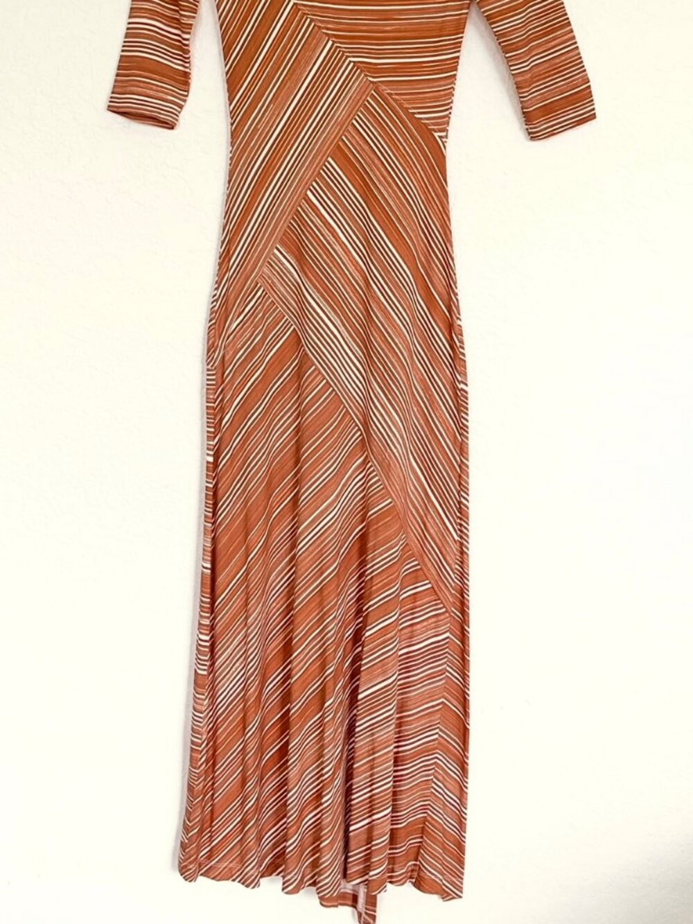 Peruvian Connection Circe 3/4 Sleeve Asymmetrical Maxi Dress Terracotta XS - Picture 12 of 16